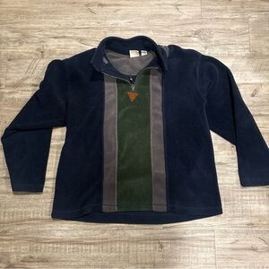 Vintage 90’s R&R Polar Fleece  Large 1/4 Zip Jacket  Green & Blue Aztec Mens